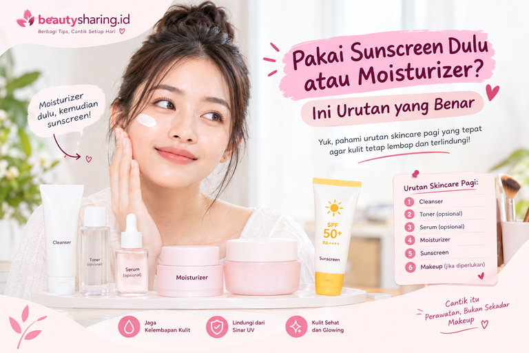 pakai sunscreen dulu atau moisturizer